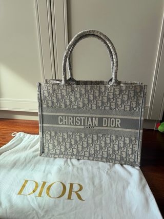 Christian Dior Book Tote Lona Dior Oblique Gris