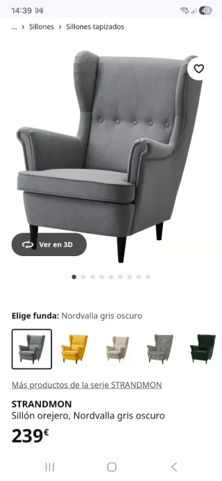 Sillón de tela gris