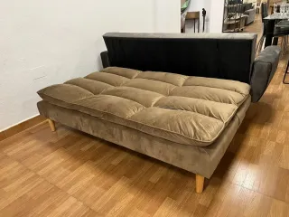 Sofá Cama Terciopelo Marrón Nuevo