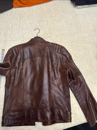 Chaqueta de cuero hombre Zara marrón
