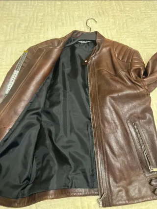Chaqueta de cuero hombre Zara marrón