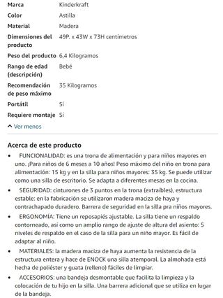 Trona Kinderkraft ENOCK Madera Bebé Infantil