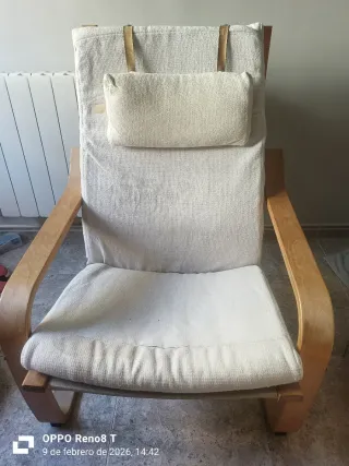 Sillón Ikea tela y madera