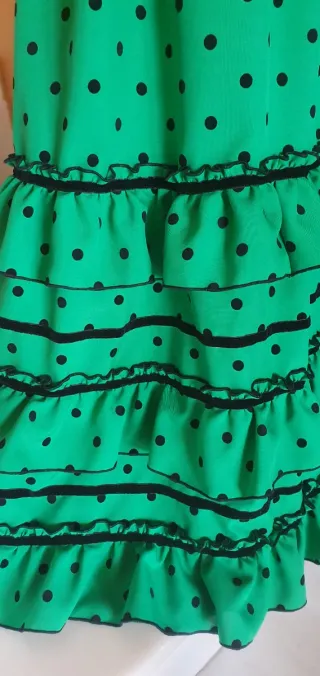Traje Flamenca Verde Lunares Negro