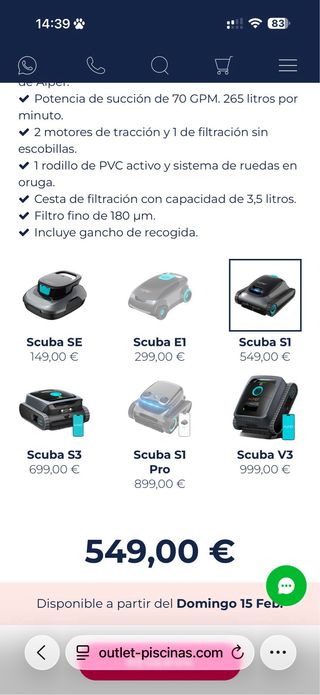 Limpiafondos Aiper Scuba S1 - 1 verano uso