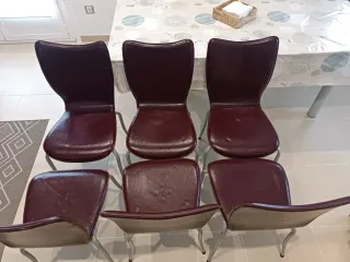 Mesa cristal y 6 sillas comedor