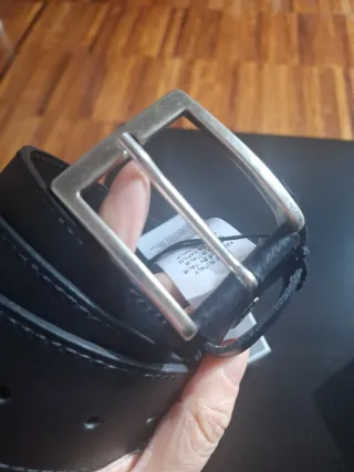 Cintura uomo Timberland pelle nera fibbia argento