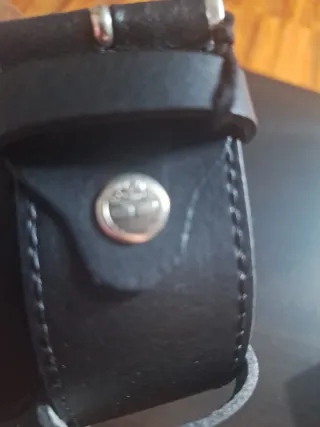 Cintura uomo Timberland pelle nera fibbia argento