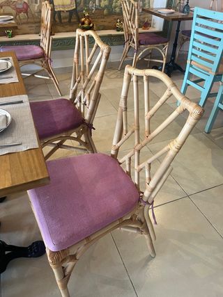 Sillas de comedor vintage de bambú y madera