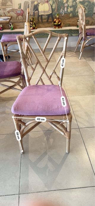 Sillas de comedor vintage de bambú y madera