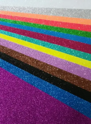 100 fogli gomma EVA glitter 60x90 cm colori misti