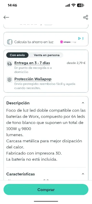 Foco LED Worx Taller 20V