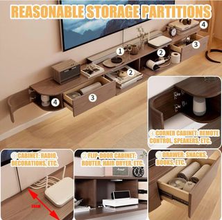 Mueble TV pared madera 220x30x20cm