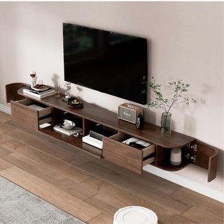 Mueble TV pared madera 220x30x20cm