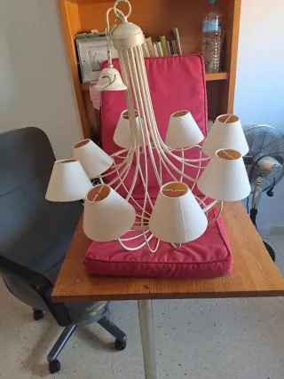 Lámpara de jaula colgante beige