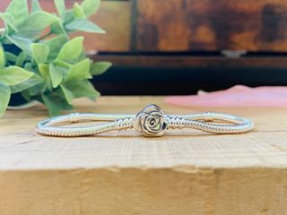 Pulsera Plata Charms Rosa 19 cm - Plata