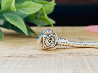 Pulsera Plata Charms Rosa 19 cm - Plata