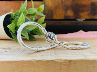 Pulsera Plata Charms Rosa 19 cm - Plata