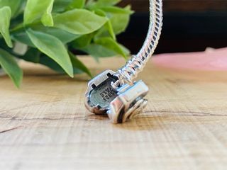 Pulsera Plata Charms Rosa 19 cm - Plata