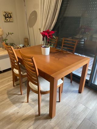 Mesa comedor madera + 4 sillas