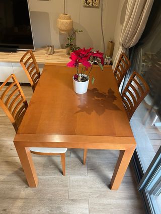 Mesa comedor madera + 4 sillas