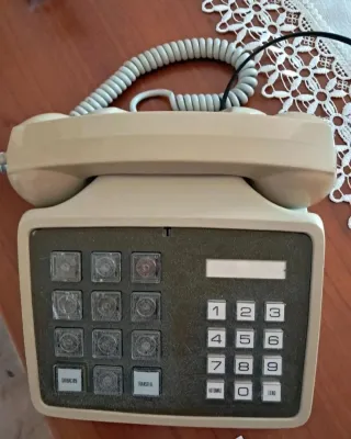 Teléfono Fijo Vintage Beige/Gris