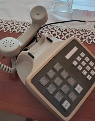 Teléfono Fijo Vintage Beige/Gris