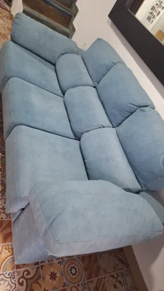 Sofá 4 plazas azul tela