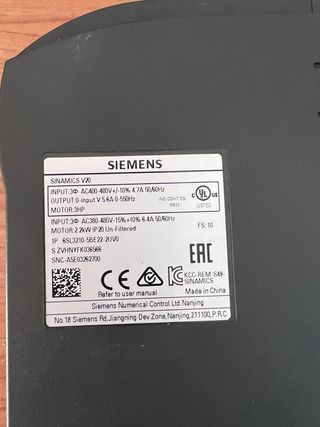 Variador Siemens Sinamics V20 2.2kW 400V