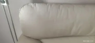 Sofá de piel beige 2 metros