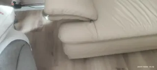 Sofá de piel beige 2 metros