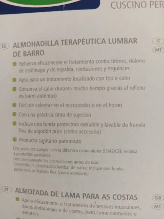 Cuscinetto Terapeutico Lombare Sensiplast Fango