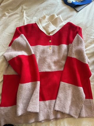 Jersey rayas gris y rojo