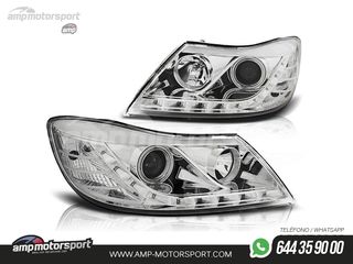 FAROS DELANTEROS OJOS DE ANGEL CCFL + LUZ DIURNA PARA SKODA OCTAVIA