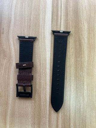 Correa Piel Smartwatch Marrón Hebilla Negra