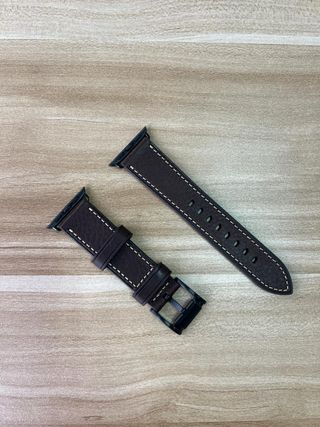 Correa Piel Smartwatch Marrón Hebilla Negra