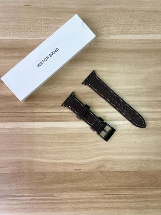 Correa Piel Smartwatch Marrón Hebilla Negra