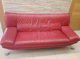 Set Divano e Poltrona VERA PELLE Rossa - Artigiana