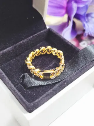 Anillo Pandora Cadena Cubana brillante. Talla 56