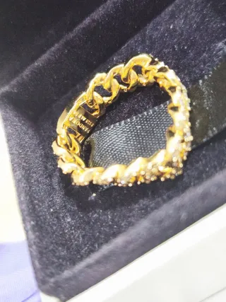 Anillo Pandora Cadena Cubana brillante. Talla 56