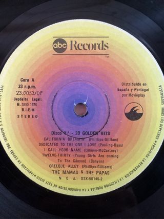 Mamas and Papas 20 Golden Hits LP