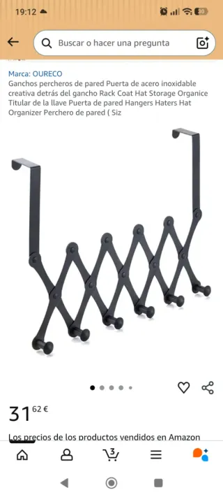 Perchero Plegable Metal Negro