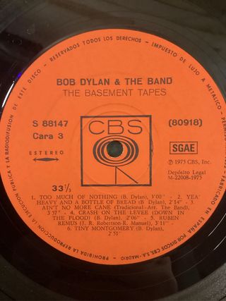 Bob Dylan & The Band The Basement Tapes LP