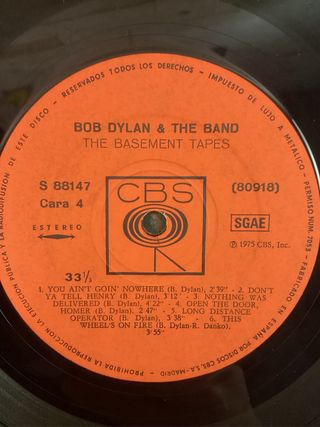 Bob Dylan & The Band The Basement Tapes LP