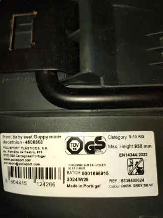 Silla bici bebé Polisport Guppy mini+