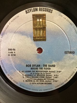 Bob Dylan / The Band Before the flood LP