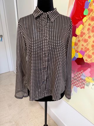 Camisa de manga larga con estampado de cuadros