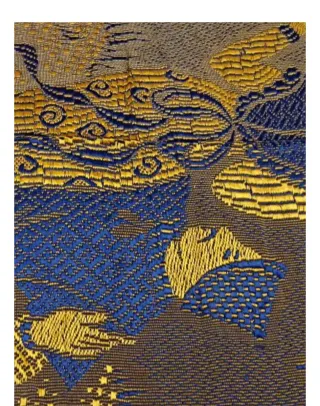 Colcha antigua, Seda Geisha Azul y Dorado, oro vie