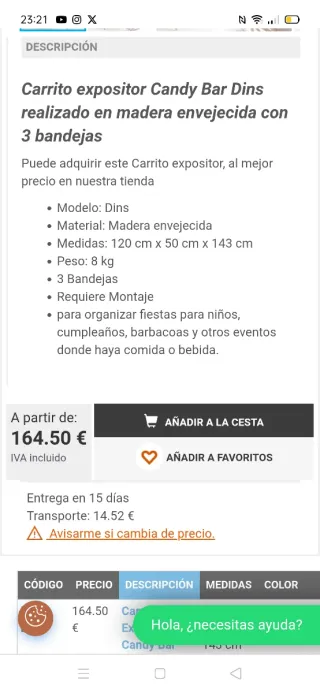 Carrito Expositor Candy Bar Madera