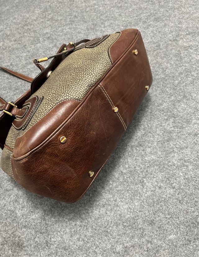 Bolso Borbonese Piel Beige y Marrón